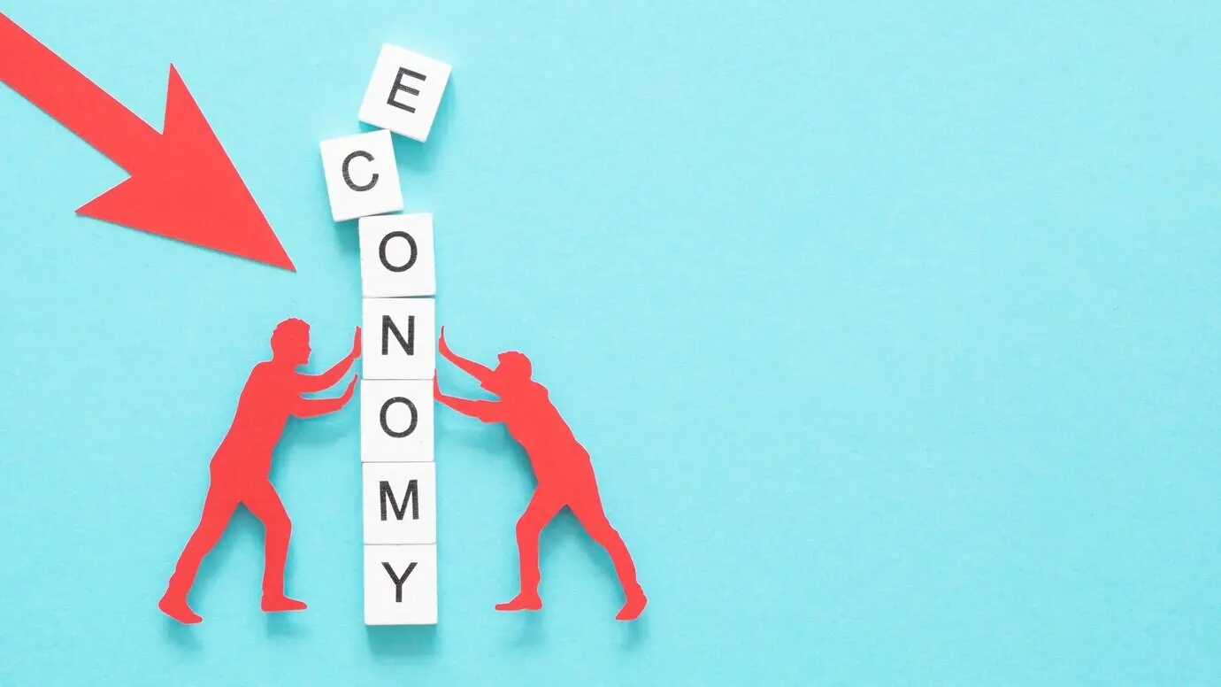 Abstrakte Visualisierung einer Finanzkrise in Draufsicht