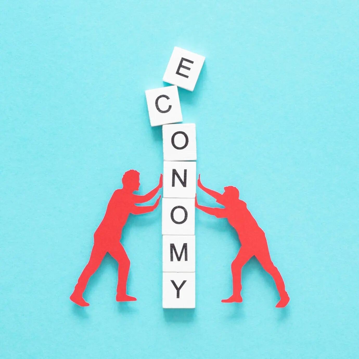 Abstrakte Flatlay-Darstellung einer Finanzkrise